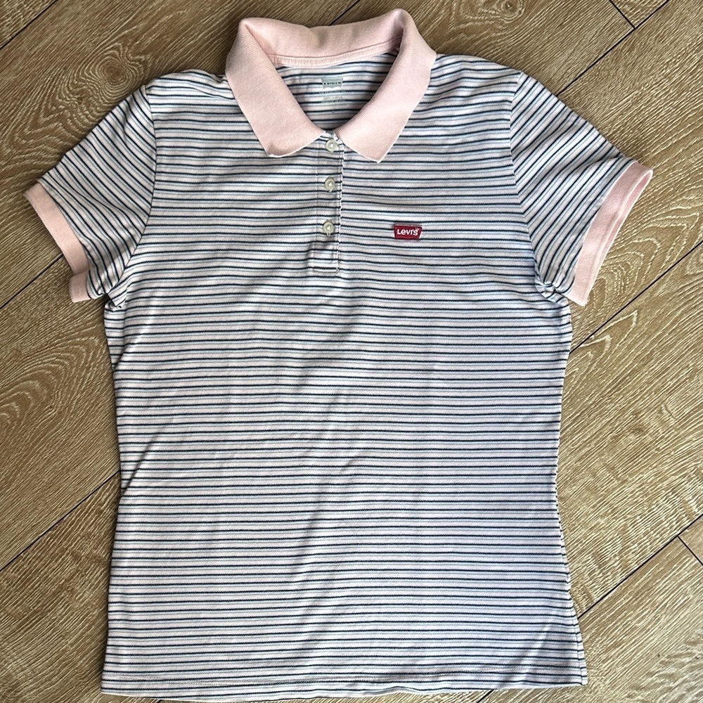 Levi's Pink and Blue  Striped Shirt - Picture 2 of 8